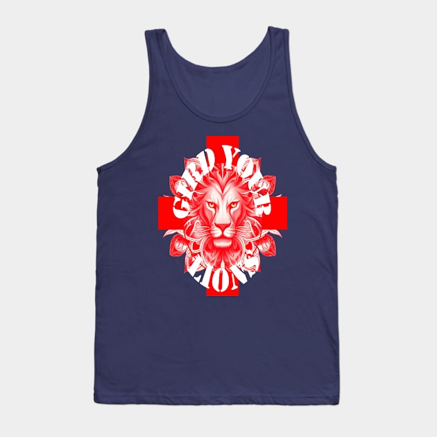 Gird Your Lions England Coach Fun Idiom White Text Red Lion Tank Top by taiche